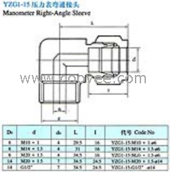 YZG1S-15压力表弯通终端接头(双卡套式)