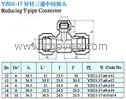 YZG1S-17异径三通中间接头(双卡套式)