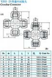 YZG1S-25四通中间接头(双卡套式)